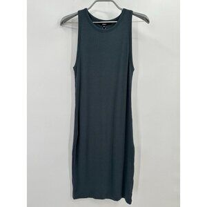 Quince Dark Olive Tencel Rib Knit Mini Dress sz XS NWT Sleeveless Short Fitted